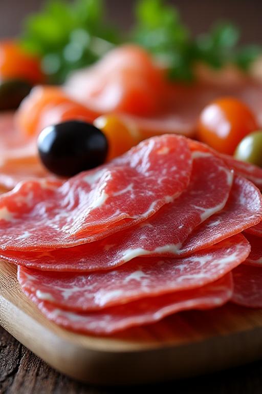 Un tagliere di salumi misti pronto per essere servito.